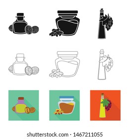 Isolated object of healthy and vegetable logo. Set of healthy and agriculture stock vector illustration.