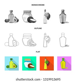 Isolated object of healthy  and vegetable  sign. Collection of healthy  and agriculture stock symbol for web.