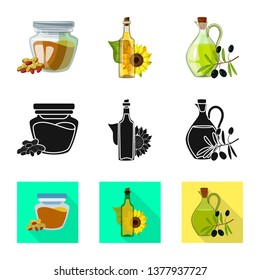Isolated object of healthy  and vegetable  sign. Set of healthy  and agriculture stock vector illustration.