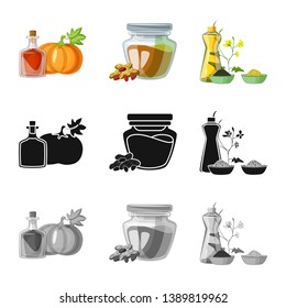 Isolated object of healthy  and vegetable  sign. Set of healthy  and agriculture stock vector illustration.