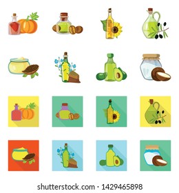 Isolated object of healthy and vegetable sign. Set of healthy and agriculture stock vector illustration.