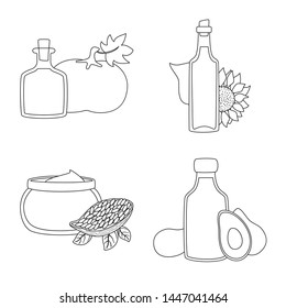 Isolated object of healthy and vegetable sign. Collection of healthy and organics stock symbol for web.