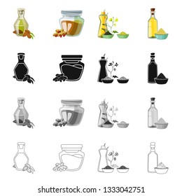 Isolated object of healthy  and vegetable  symbol. Set of healthy  and agriculture stock vector illustration.
