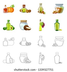 Isolated object of healthy  and vegetable  symbol. Set of healthy  and agriculture vector icon for stock.