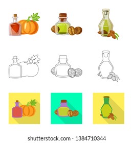 Isolated object of healthy  and vegetable  symbol. Set of healthy  and agriculture stock vector illustration.