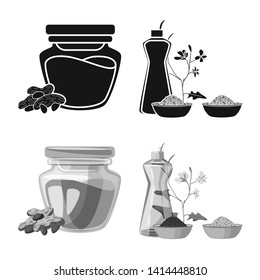 Isolated object of healthy  and vegetable  symbol. Set of healthy  and agriculture stock vector illustration.