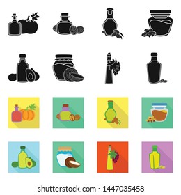 Isolated object of healthy and vegetable symbol. Set of healthy and agriculture stock symbol for web.