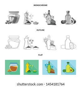Isolated object of healthy and vegetable symbol. Collection of healthy and agriculture stock symbol for web.