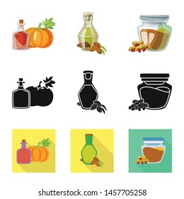 Isolated object of healthy and vegetable symbol. Set of healthy and agriculture vector icon for stock.