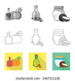 Isolated object of healthy and vegetable symbol. Collection of healthy and agriculture stock symbol for web.