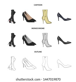 Isolated object of heel and high icon. Collection of heel and stiletto stock symbol for web.
