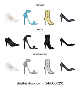 Isolated object of heel and high logo. Set of heel and stiletto stock vector illustration.