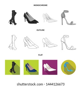 Isolated object of heel and high logo. Collection of heel and stiletto stock symbol for web.
