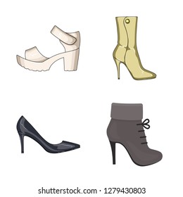 Isolated object of heel and high sign. Set of heel and stiletto stock vector illustration.