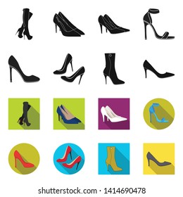 Isolated object of heel and high sign. Set of heel and stiletto stock symbol for web.