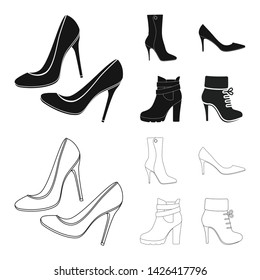 Isolated object of heel and high sign. Collection of heel and stiletto vector icon for stock.