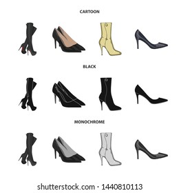 Isolated object of heel and high sign. Collection of heel and stiletto stock vector illustration.