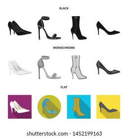 Isolated object of heel and high sign. Collection of heel and stiletto stock symbol for web.