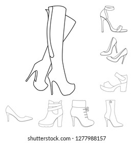 Isolated object of heel and high symbol. Collection of heel and stiletto vector icon for stock.