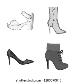 Isolated object of heel and high symbol. Set of heel and stiletto vector icon for stock.