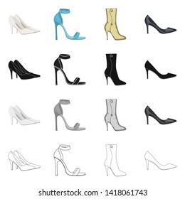 Isolated object of heel and high symbol. Collection of heel and stiletto vector icon for stock.