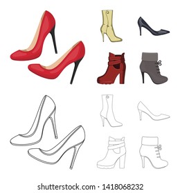 Isolated object of heel and high symbol. Set of heel and stiletto stock vector illustration.