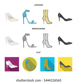 Isolated object of heel and high symbol. Collection of heel and stiletto stock symbol for web.