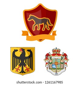 Isolated object of heraldic and crown symbol. Set of heraldic and arms vector icon for stock.