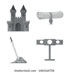 Isolated object of heritage and ancient icon. Set of heritage and culture stock symbol for web.