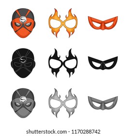 Isolated object of hero and mask icon. Collection of hero and superhero stock vector illustration.