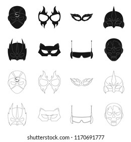 Isolated object of hero and mask icon. Set of hero and superhero stock symbol for web.