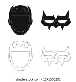 Isolated object of hero and mask icon. Collection of hero and superhero stock symbol for web.