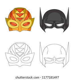 Isolated object of hero and mask icon. Set of hero and superhero vector icon for stock.