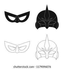 Isolated object of hero and mask icon. Collection of hero and superhero stock vector illustration.