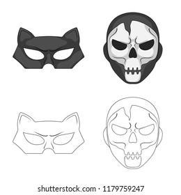 Isolated object of hero and mask icon. Set of hero and superhero vector icon for stock.