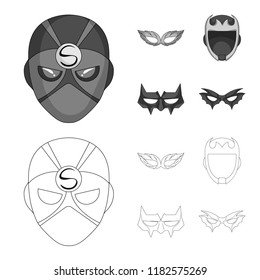 Isolated object of hero and mask icon. Collection of hero and superhero stock symbol for web.