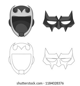 Isolated object of hero and mask icon. Collection of hero and superhero stock vector illustration.
