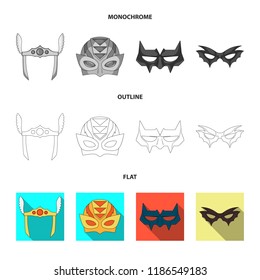Isolated object of hero and mask icon. Collection of hero and superhero stock symbol for web.