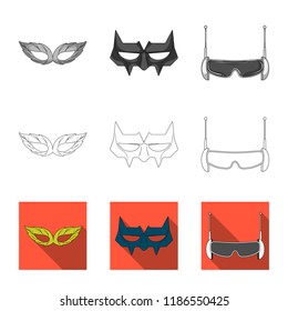 Isolated object of hero and mask icon. Set of hero and superhero vector icon for stock.