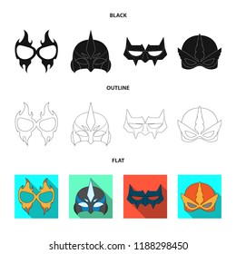 Isolated object of hero and mask icon. Set of hero and superhero stock symbol for web.