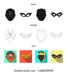 Isolated object of hero and mask icon. Collection of hero and superhero vector icon for stock.
