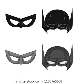 Isolated object of hero and mask icon. Set of hero and superhero stock vector illustration.
