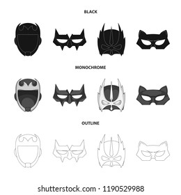 Isolated object of hero and mask icon. Collection of hero and superhero stock symbol for web.