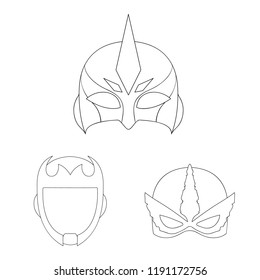 Isolated object of hero and mask icon. Collection of hero and superhero stock symbol for web.