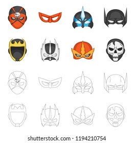 Isolated object of hero and mask icon. Collection of hero and superhero stock symbol for web.