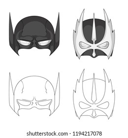 Isolated object of hero and mask icon. Collection of hero and superhero stock symbol for web.