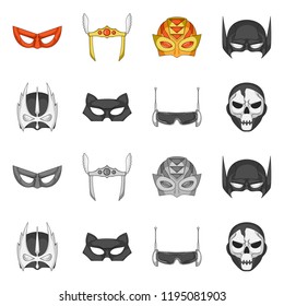 Isolated object of hero and mask icon. Set of hero and superhero stock vector illustration.