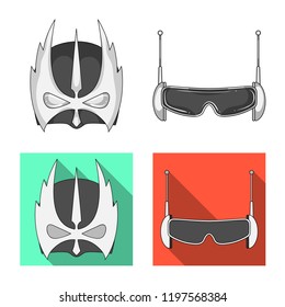 Isolated object of hero and mask icon. Collection of hero and superhero stock vector illustration.