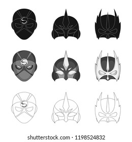 Isolated object of hero and mask icon. Collection of hero and superhero vector icon for stock.