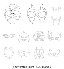 Isolated object of hero and mask icon. Collection of hero and superhero stock vector illustration.